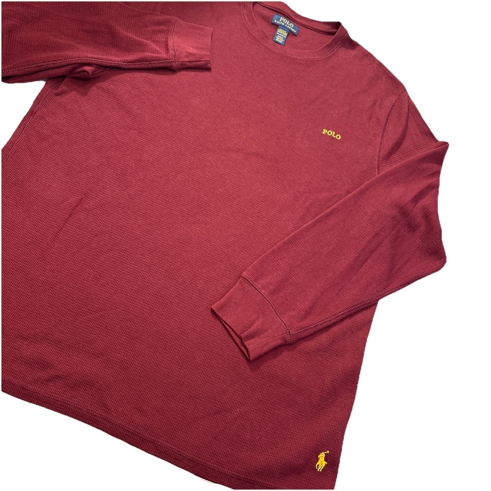 Ralph Lauren Polo Men's‎ Sleepwear Pullover Shirt Waffle Knit Burgandy XXL